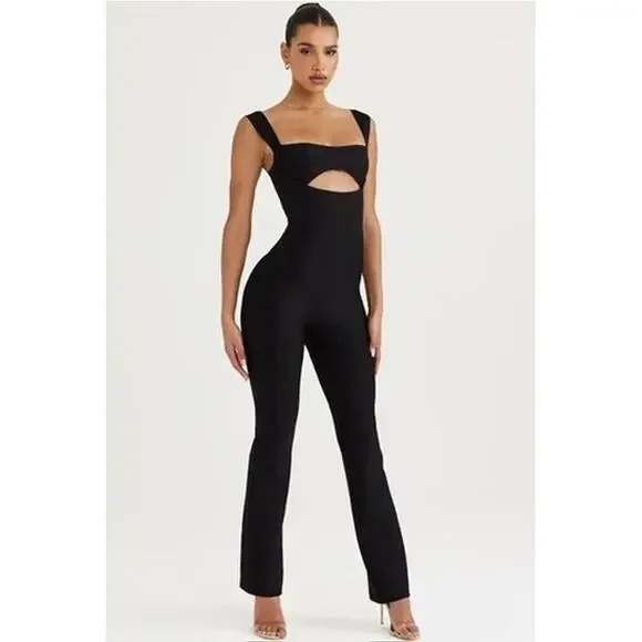 House of Cb Yasmeen Black Bandage Jumpsuit Size S Small - Picture 7 of 7